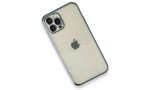 Newface iPhone 12 Pro Max Kılıf Razer Lensli Silikon - Mavi