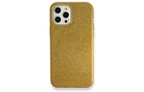 Newface iPhone 12 Pro Max Kılıf Simli Katmanlı Silikon - Gold