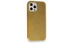 Newface iPhone 12 Pro Max Kılıf Simli Katmanlı Silikon - Gold