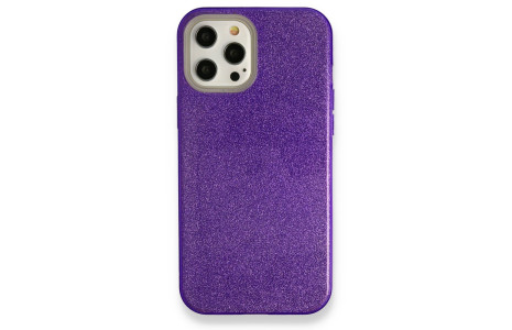 Newface iPhone 12 Pro Max Kılıf Simli Katmanlı Silikon - Mor