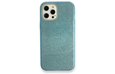 Newface iPhone 12 Pro Max Kılıf Simli Katmanlı Silikon - Turkuaz