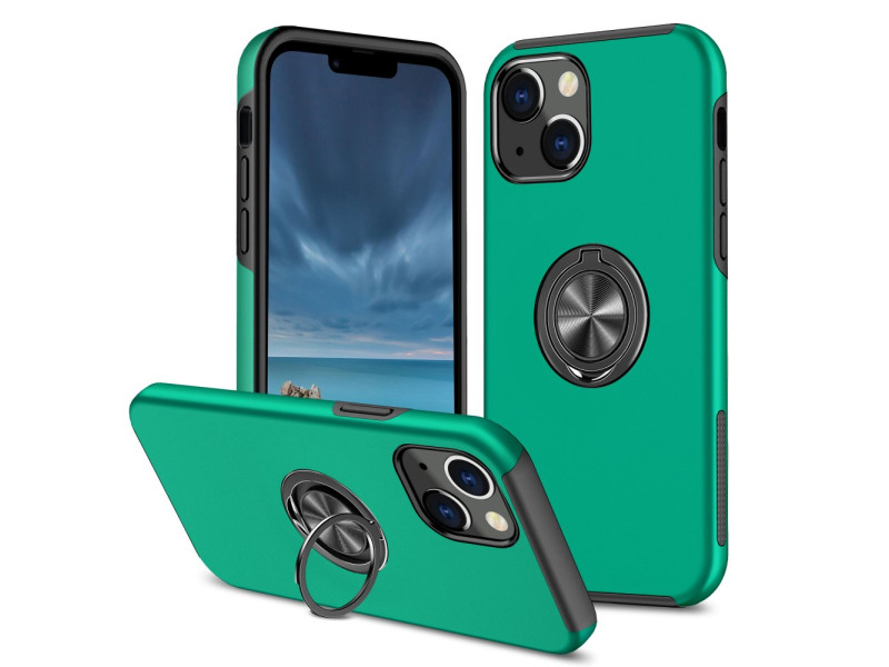 Newface iPhone 13 Kılıf Elit Yüzüklü Kapak - Yeşil
