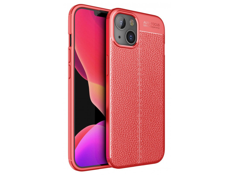 Newface iPhone 13 Kılıf Focus Derili Silikon - Kırmızı