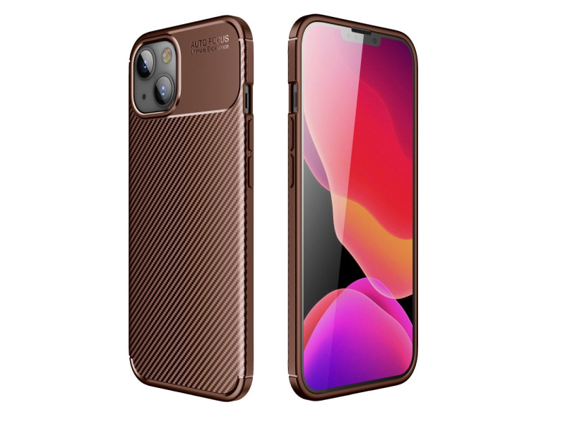 Newface iPhone 13 Kılıf Focus Karbon Silikon - Kahverengi