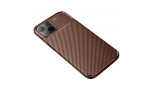 Newface iPhone 13 Kılıf Focus Karbon Silikon - Kahverengi