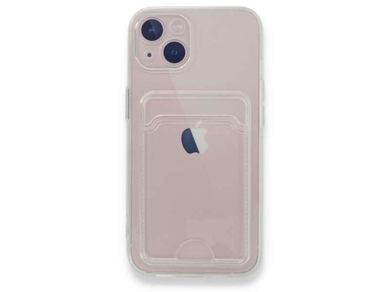 Newface iPhone 13 Kılıf Kart Şeffaf Silikon - Şeffaf