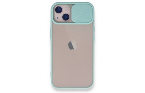 Newface iPhone 13 Kılıf Palm Buzlu Kamera Sürgülü Silikon - Turkuaz
