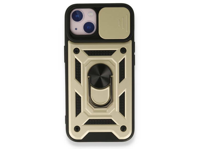Newface iPhone 13 Kılıf Pars Lens Yüzüklü Silikon - Gold