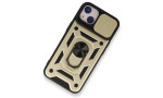 Newface iPhone 13 Kılıf Pars Lens Yüzüklü Silikon - Gold