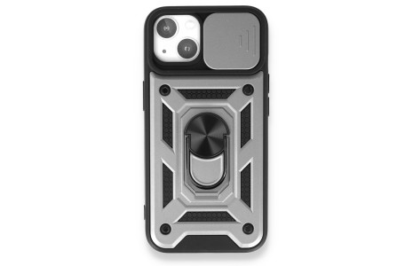 Newface iPhone 13 Kılıf Pars Lens Yüzüklü Silikon - Gümüş