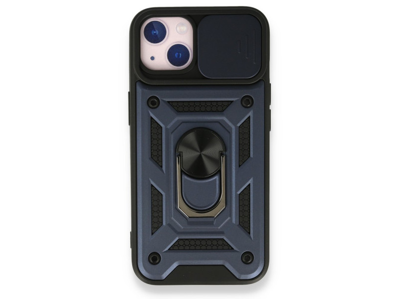 Newface iPhone 13 Kılıf Pars Lens Yüzüklü Silikon - Lacivert