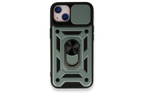 Newface iPhone 13 Kılıf Pars Lens Yüzüklü Silikon - Yeşil