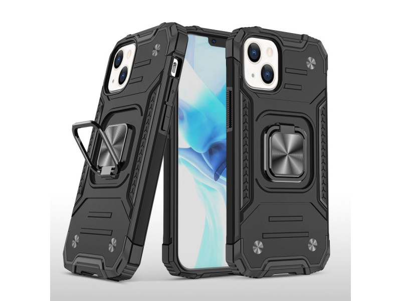Newface iPhone 13 Kılıf Zegna Yüzüklü Silikon Kapak - Siyah