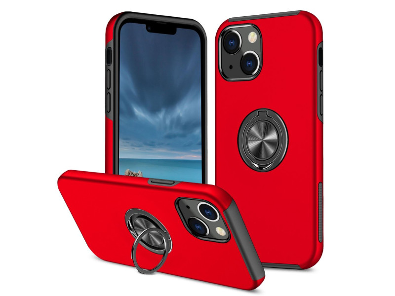 Newface iPhone 13 Mini Kılıf Elit Yüzüklü Kapak - Kırmızı