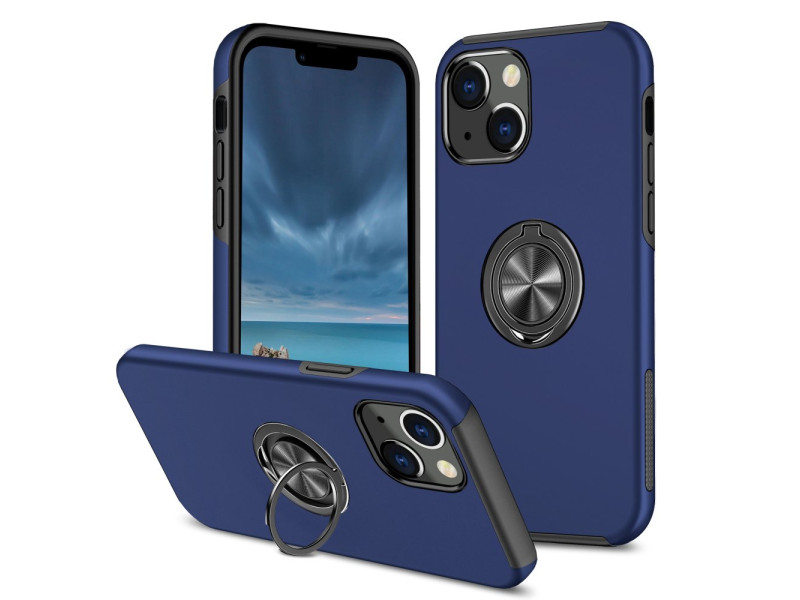 Newface iPhone 13 Mini Kılıf Elit Yüzüklü Kapak - Lacivert
