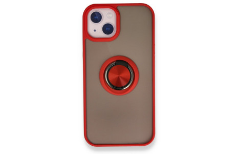 Newface iPhone 13 Mini Kılıf Montreal Yüzüklü Silikon Kapak - Kırmızı
