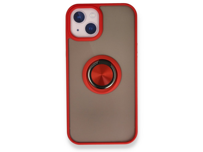 Newface iPhone 13 Mini Kılıf Montreal Yüzüklü Silikon Kapak - Kırmızı