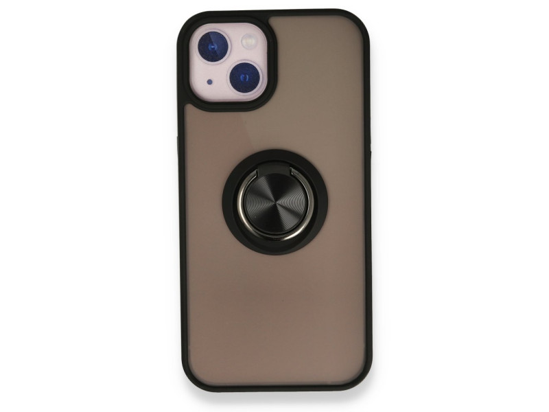 Newface iPhone 13 Mini Kılıf Montreal Yüzüklü Silikon Kapak - Siyah