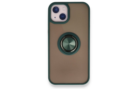Newface iPhone 13 Mini Kılıf Montreal Yüzüklü Silikon Kapak - Yeşil