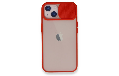 Newface iPhone 13 Mini Kılıf Palm Buzlu Kamera Sürgülü Silikon - Kırmızı