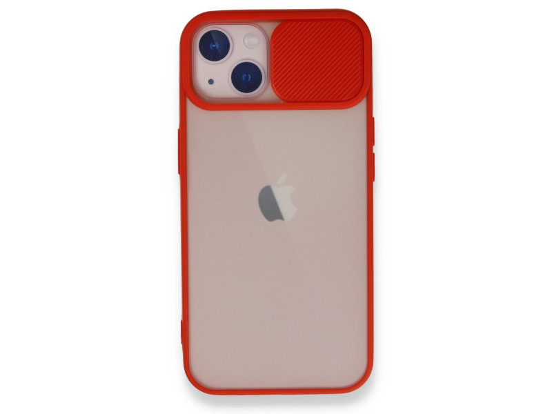 Newface iPhone 13 Mini Kılıf Palm Buzlu Kamera Sürgülü Silikon - Kırmızı