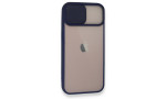Newface iPhone 13 Mini Kılıf Palm Buzlu Kamera Sürgülü Silikon - Lacivert