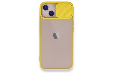 Newface iPhone 13 Mini Kılıf Palm Buzlu Kamera Sürgülü Silikon - Sarı