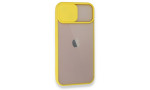 Newface iPhone 13 Mini Kılıf Palm Buzlu Kamera Sürgülü Silikon - Sarı