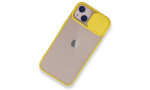 Newface iPhone 13 Mini Kılıf Palm Buzlu Kamera Sürgülü Silikon - Sarı