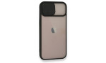 Newface iPhone 13 Mini Kılıf Palm Buzlu Kamera Sürgülü Silikon - Siyah