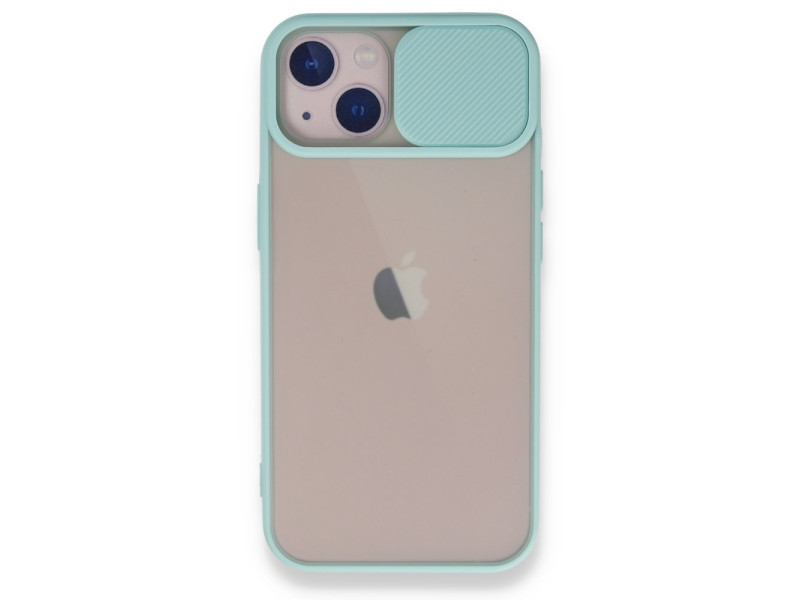 Newface iPhone 13 Mini Kılıf Palm Buzlu Kamera Sürgülü Silikon - Turkuaz