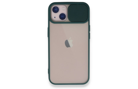 Newface iPhone 13 Mini Kılıf Palm Buzlu Kamera Sürgülü Silikon - Yeşil