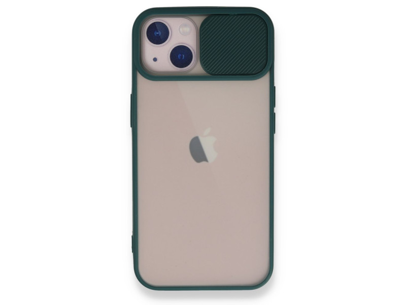 Newface iPhone 13 Mini Kılıf Palm Buzlu Kamera Sürgülü Silikon - Yeşil