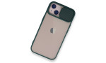 Newface iPhone 13 Mini Kılıf Palm Buzlu Kamera Sürgülü Silikon - Yeşil