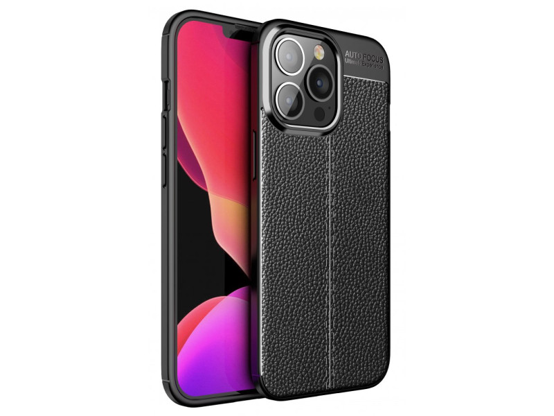 Newface iPhone 13 Pro Kılıf Focus Derili Silikon - Siyah