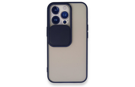 Newface iPhone 13 Pro Kılıf Palm Buzlu Kamera Sürgülü Silikon - Lacivert