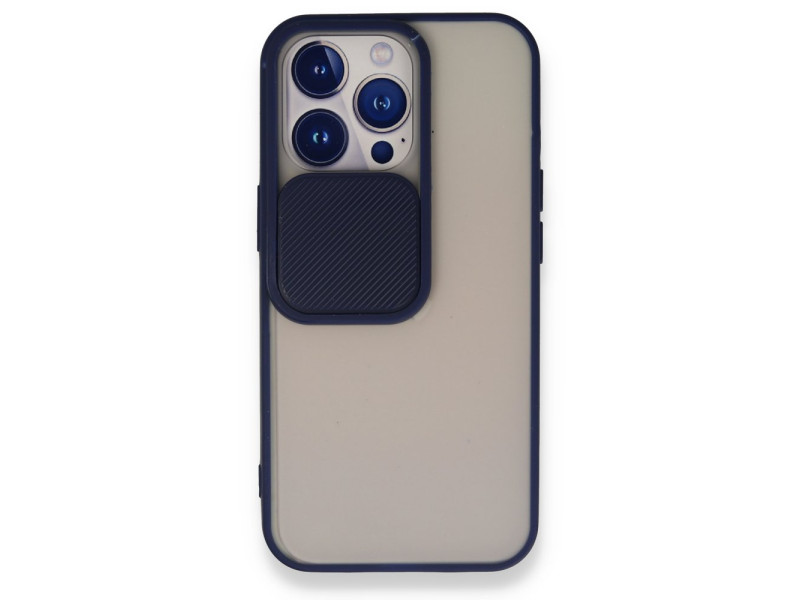 Newface iPhone 13 Pro Kılıf Palm Buzlu Kamera Sürgülü Silikon - Lacivert