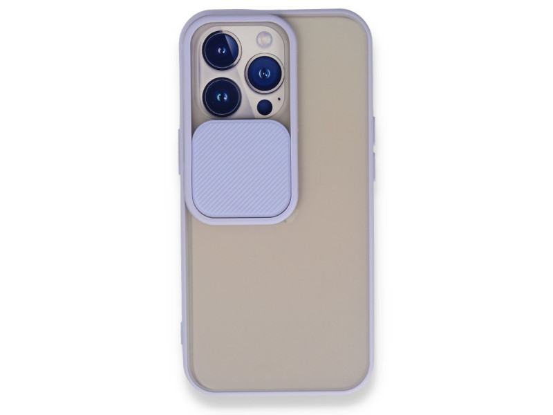 Newface iPhone 13 Pro Kılıf Palm Buzlu Kamera Sürgülü Silikon - Lila