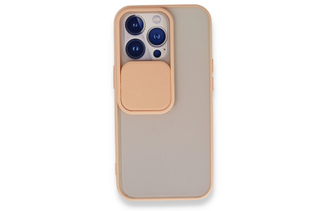 Newface iPhone 13 Pro Kılıf Palm Buzlu Kamera Sürgülü Silikon - Pembe