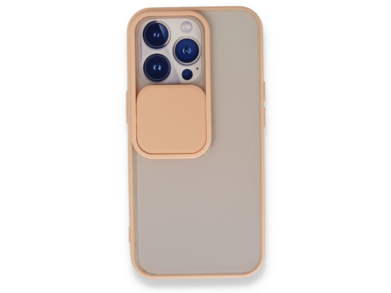 Newface iPhone 13 Pro Kılıf Palm Buzlu Kamera Sürgülü Silikon - Pembe