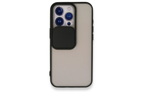 Newface iPhone 13 Pro Kılıf Palm Buzlu Kamera Sürgülü Silikon - Siyah