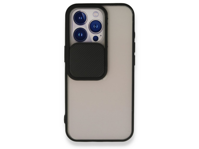 Newface iPhone 13 Pro Kılıf Palm Buzlu Kamera Sürgülü Silikon - Siyah