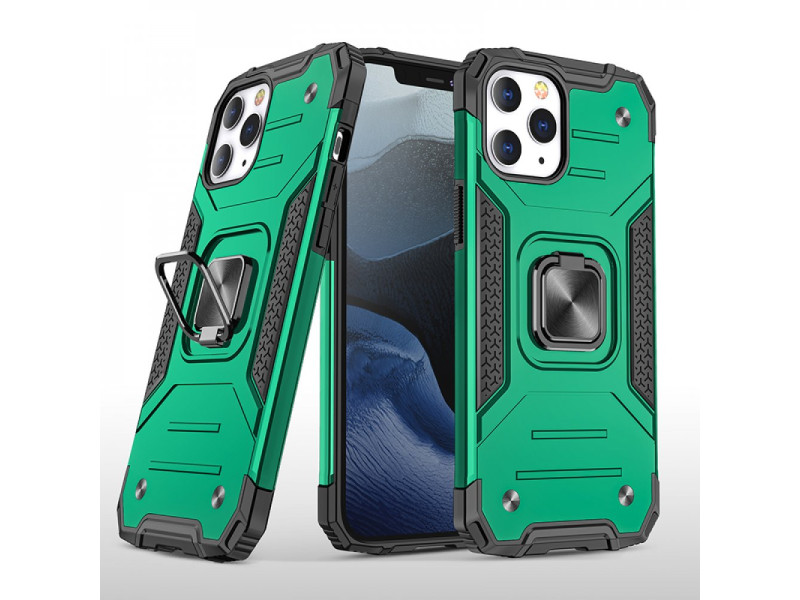 Newface iPhone 13 Pro Kılıf Zegna Yüzüklü Silikon Kapak - Koyu Yeşil