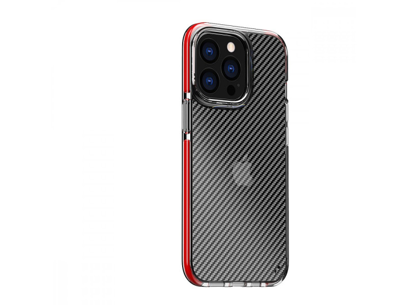 Newface iPhone 13 Pro Max Kılıf Bambi Karbon Silikon - Kırmızı