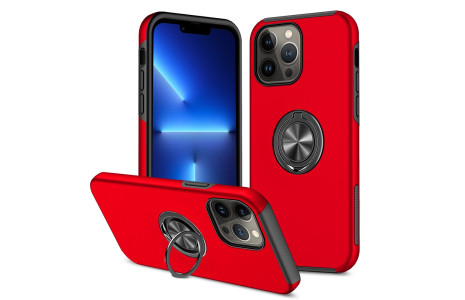 Newface iPhone 13 Pro Max Kılıf Elit Yüzüklü Kapak - Kırmızı