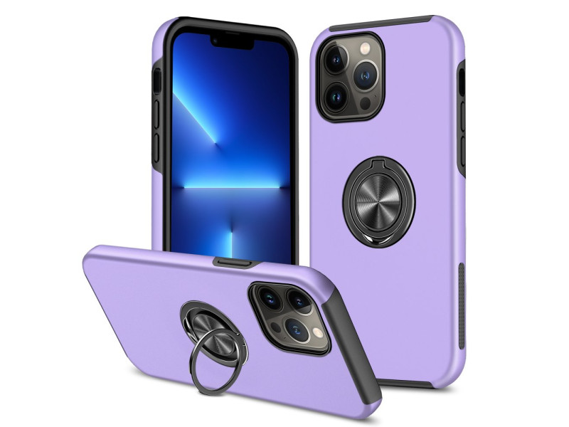 Newface iPhone 13 Pro Max Kılıf Elit Yüzüklü Kapak - Mor