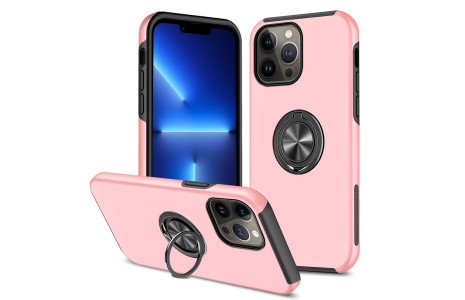 Newface iPhone 13 Pro Max Kılıf Elit Yüzüklü Kapak - Pembe