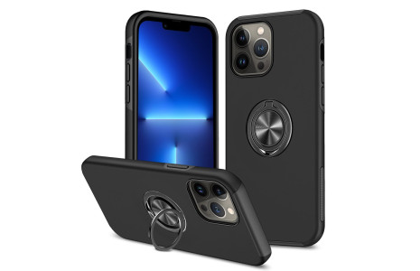 Newface iPhone 13 Pro Max Kılıf Elit Yüzüklü Kapak - Siyah