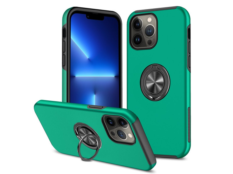 Newface iPhone 13 Pro Max Kılıf Elit Yüzüklü Kapak - Yeşil