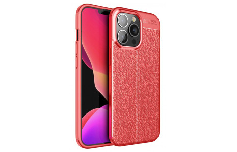 Newface iPhone 13 Pro Max Kılıf Focus Derili Silikon - Kırmızı